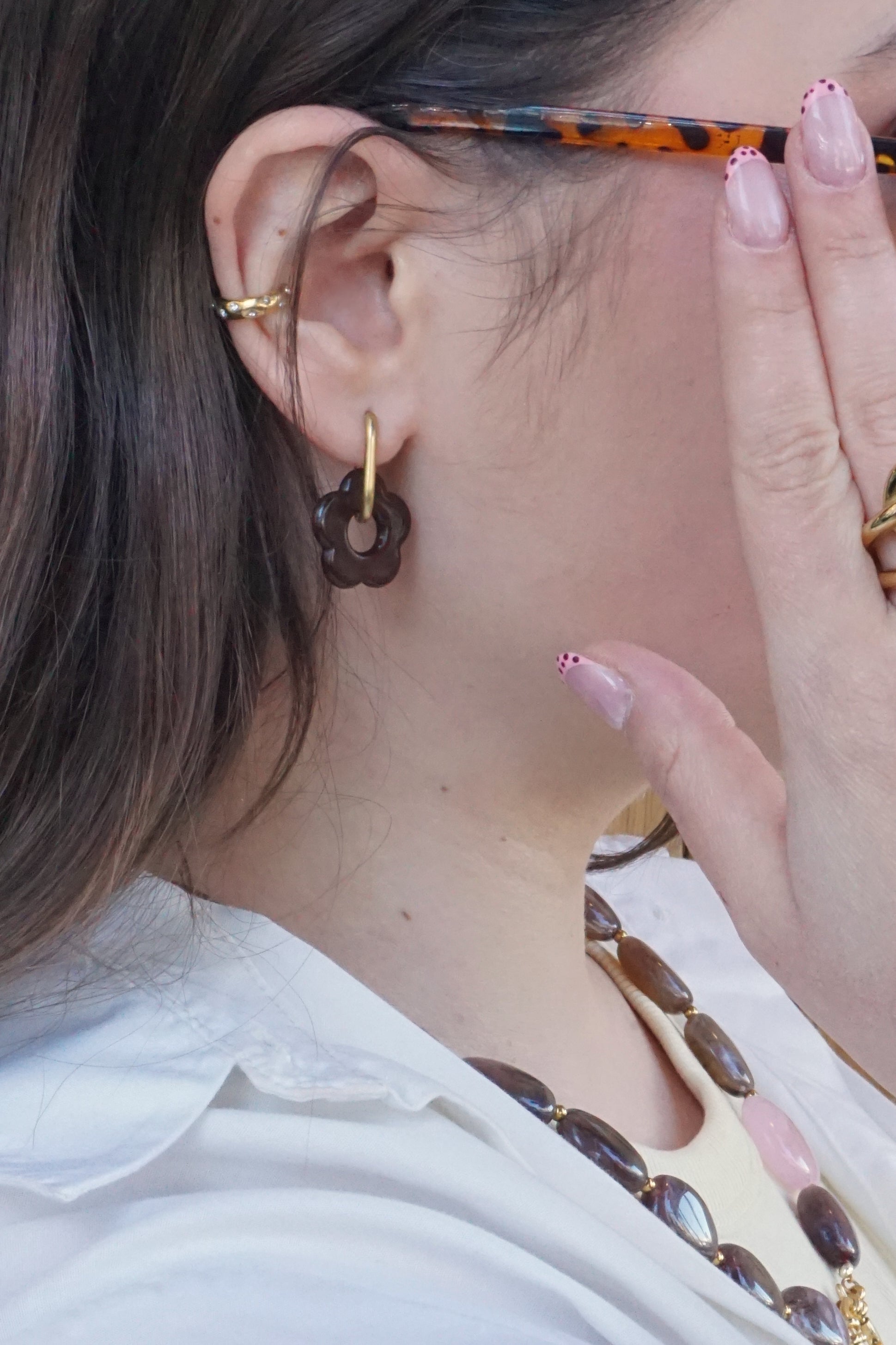 Boucles d'oreilles Flora - Marron